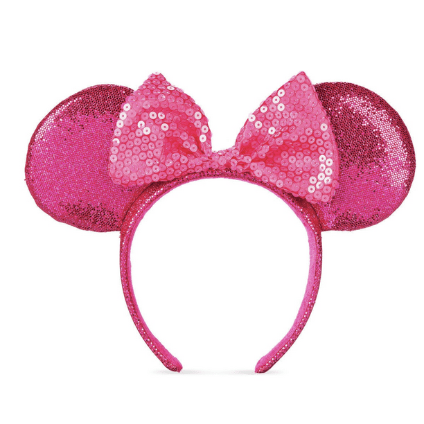 New Disney Parks Minnie Mouse Ears Red Sequins White spot Plush Headband 